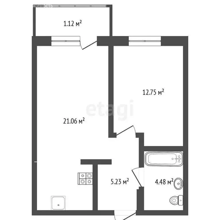 1-комнатная квартира: Тюмень, Одесская улица, 7к1 (44.64 м) - Фото 0
