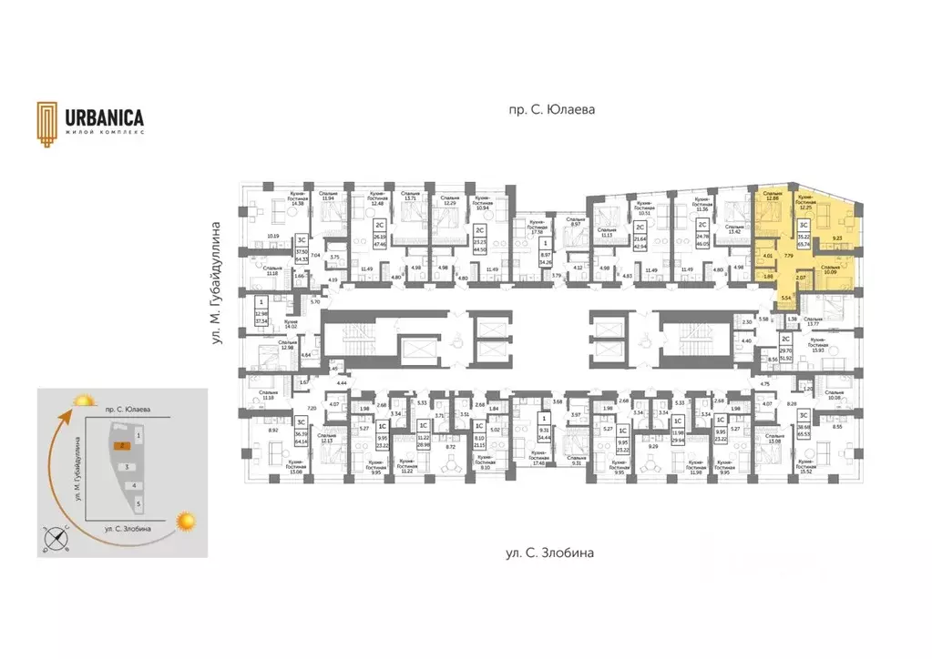 3-к кв. Башкортостан, Уфа Зеленая Роща жилрайон, Урбаника жилой ... - Фото 2