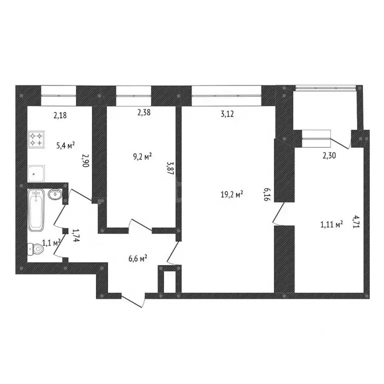 3-к кв. Башкортостан, Уфа ул. Рихарда Зорге, 54 (55.4 м) - Фото 1