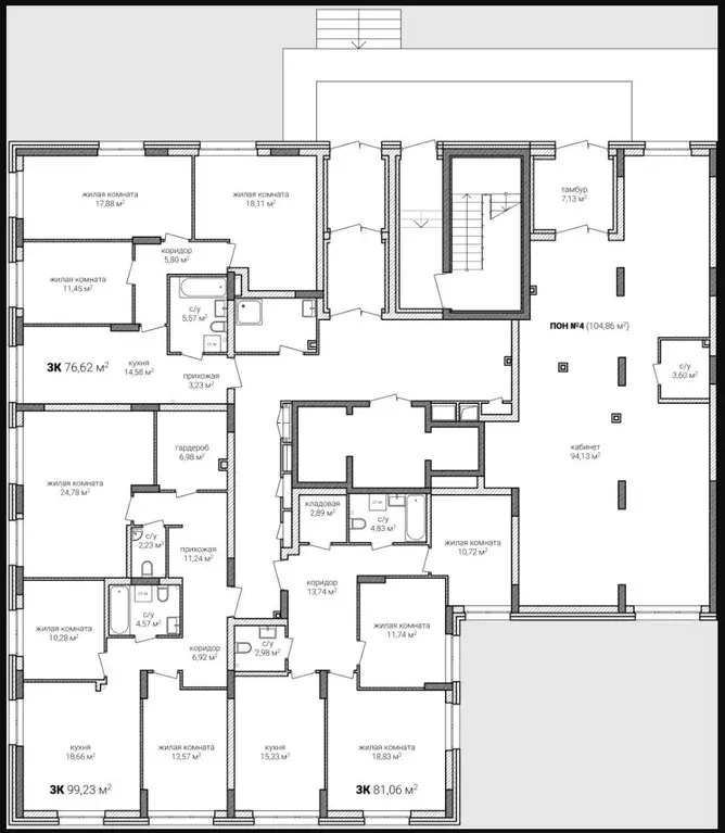 3-к кв. Нижегородская область, Нижний Новгород Зенит-2 жилой комплекс ... - Фото 2