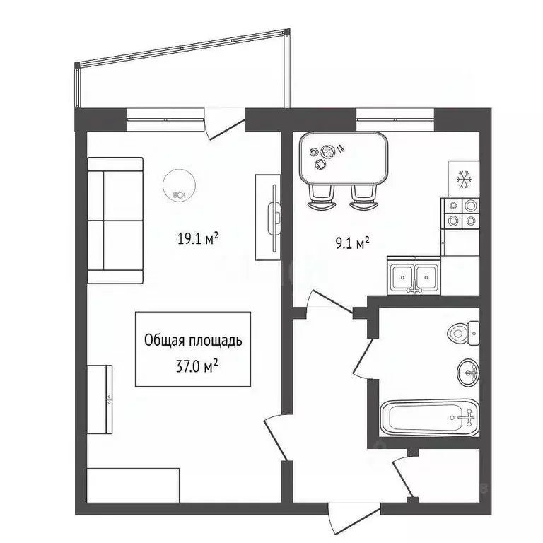 1-к кв. Новосибирская область, Искитим Южный мкр, 35 (37.0 м) - Фото 2