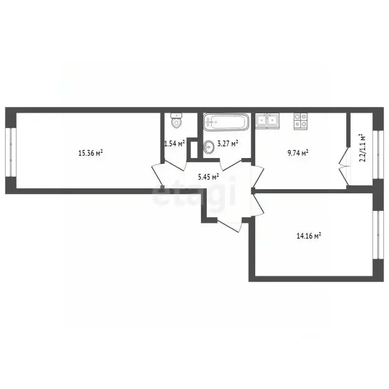 2-к кв. Московская область, Красногорск городской округ, Нахабино пгт ... - Фото 2