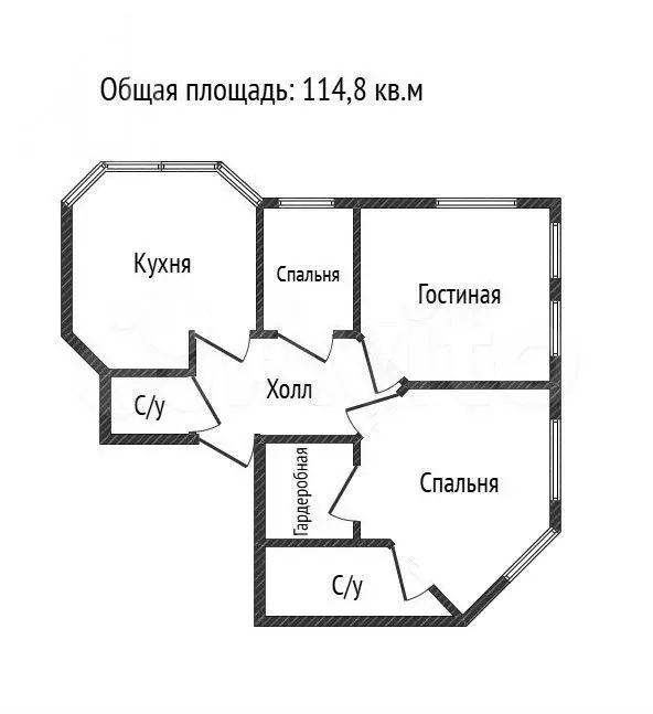 3-к. квартира, 114,8 м, 17/23 эт. - Фото 0