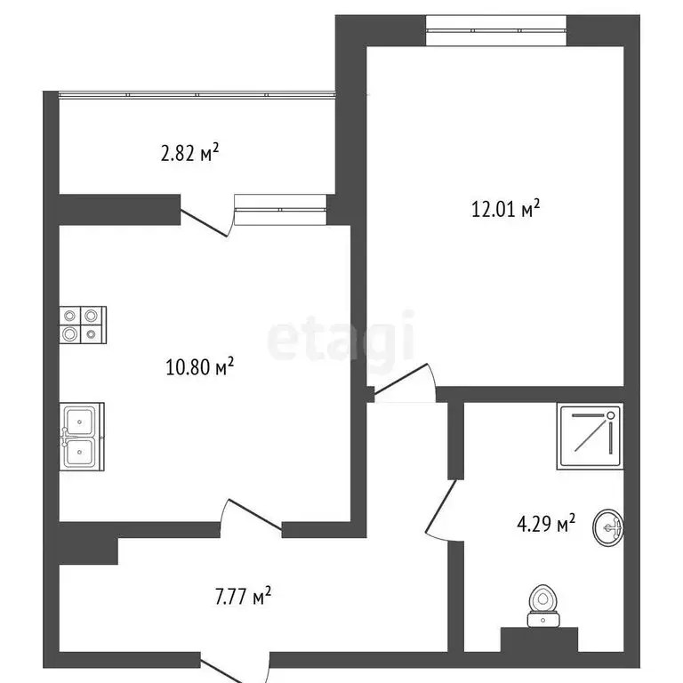 1-комнатная квартира: Молодёжное, Парковая улица, 1 (37.7 м) - Фото 1