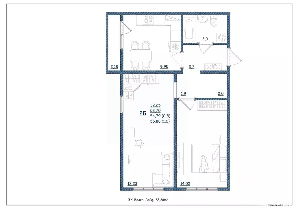 2-к кв. Тверская область, Тверь Новочеркасская ул., 49 (55.88 м) - Фото 2