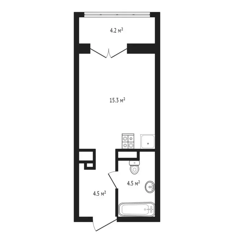 Квартира-студия: Тюмень, улица Братьев Бондаревых, 5 (28.5 м) - Фото 1