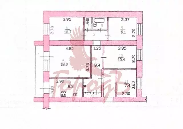 5-к кв. Орловская область, Орел ул. Максима Горького, 103 (79.6 м) - Фото 2