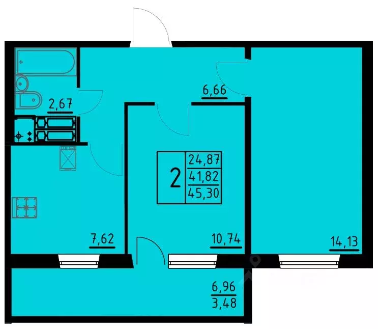 2-к кв. Пермский край, Пермь ул. Танцорова, 96 (45.3 м) - Фото 1