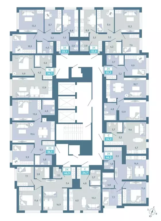 Студия Тюменская область, Тюмень Айрис жилой комплекс (24.7 м) - Фото 2