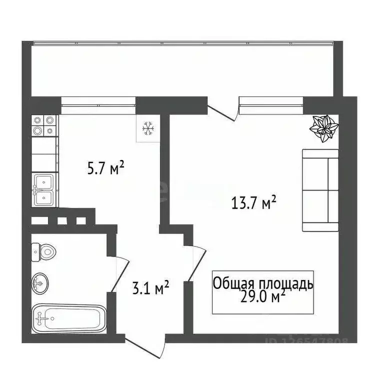 1-к кв. Новосибирская область, Новосибирск ул. Петухова, 99/1 (28.0 м) - Фото 1