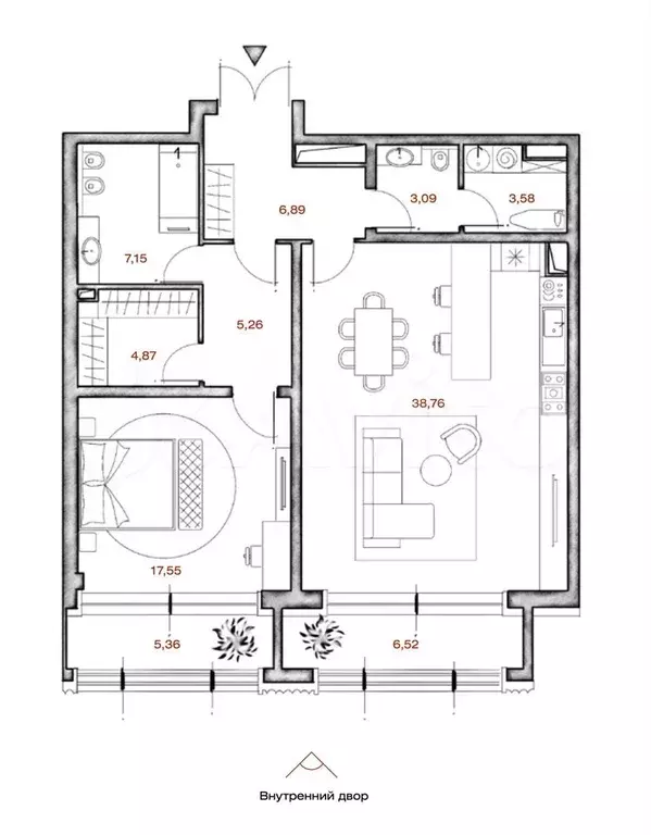 1-к. квартира, 93,1 м, 4/7 эт. - Фото 0