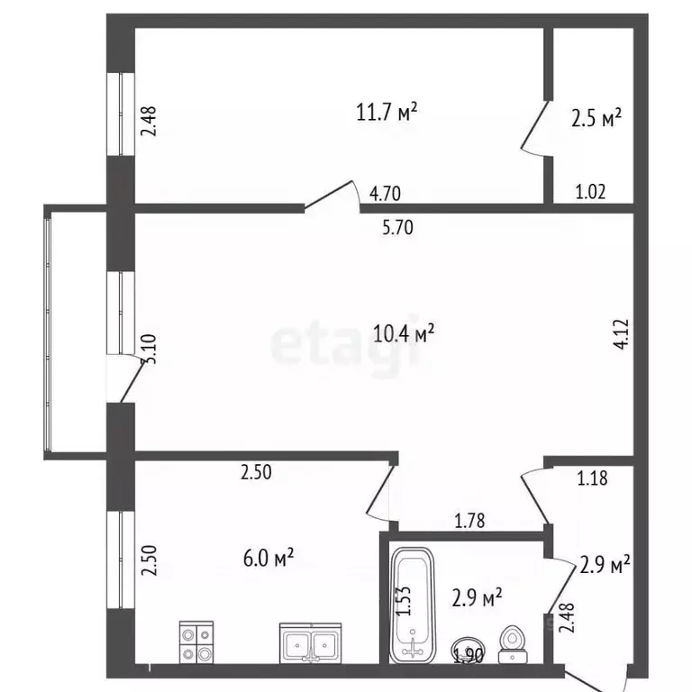 2-к кв. Башкортостан, Стерлитамак ул. Кочетова, 24А (44.9 м) - Фото 1