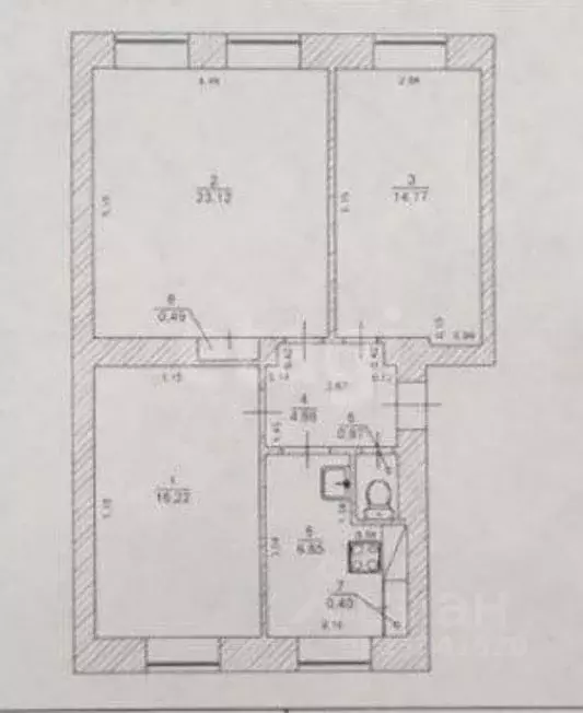 3-к кв. Ульяновская область, Ульяновск ул. Советской Армии, 7 (67.2 м) - Фото 2