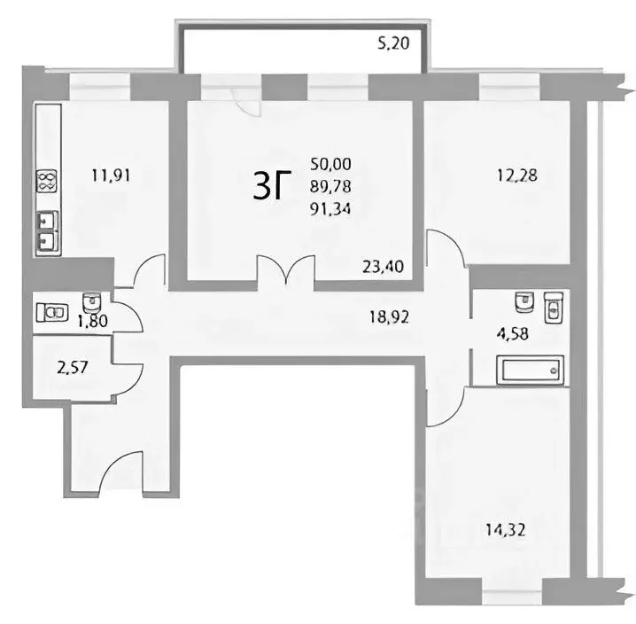 3-к кв. Московская область, Балашиха Первомайский проезд, 1 (89.9 м) - Фото 2