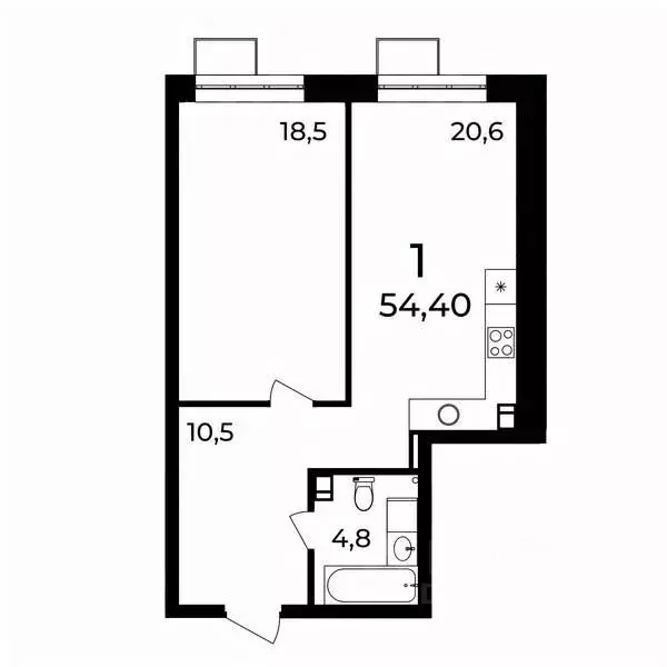 1-к кв. Нижегородская область, Нижний Новгород ул. Воровского, 8 (54.1 ... - Фото 1