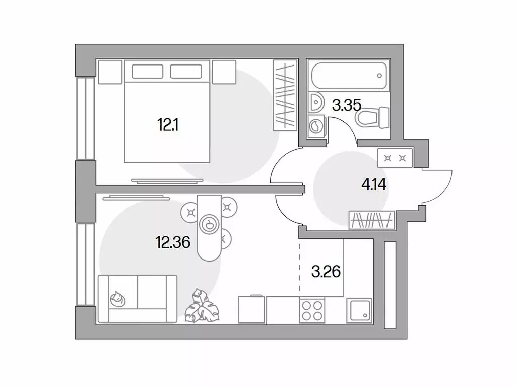 2-комнатная квартира: Красногорск, Ильинский тупик (35.21 м) - Фото 0