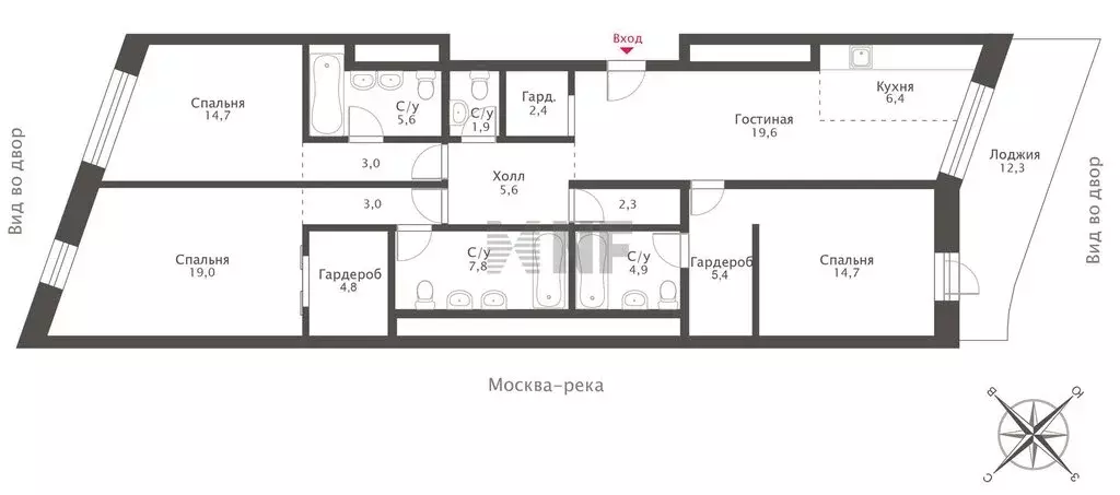 4-комнатная квартира: Москва, Саввинская набережная, 13 (130 м) - Фото 2