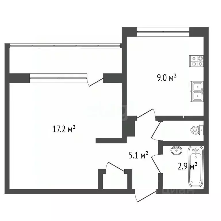 1-к кв. Костромская область, Кострома Рабочий просп., 48 (33.9 м) - Фото 1