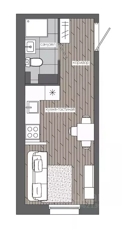 1-к кв. Ханты-Мансийский АО, Сургут 30А мкр,  (20.92 м) - Фото 0