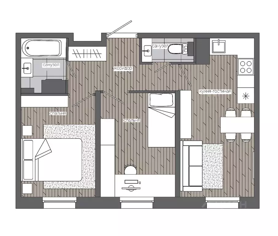 2-к кв. Ханты-Мансийский АО, Сургут 30А мкр,  (48.85 м) - Фото 0