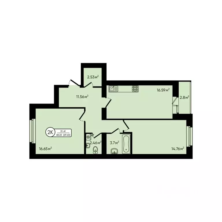 2-к кв. Ярославская область, Ярославский муниципальный округ, д. ... - Фото 1