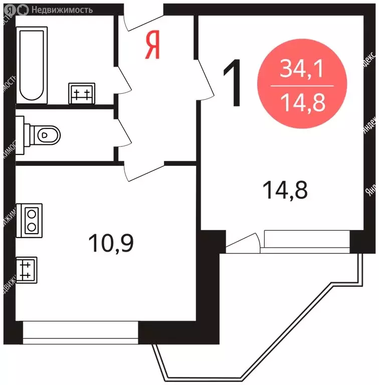 1-комнатная квартира: Москва, улица Борисовские Пруды, 16к4 (34 м) - Фото 0