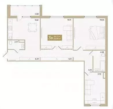 3-к кв. Тюменская область, Тюмень ул. Алматинская, 12 (93.99 м) - Фото 2