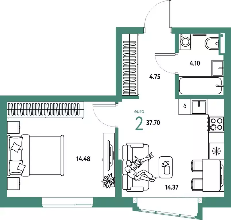 2-к кв. Московская область, Мытищи Страна.Парковая жилой комплекс ... - Фото 1