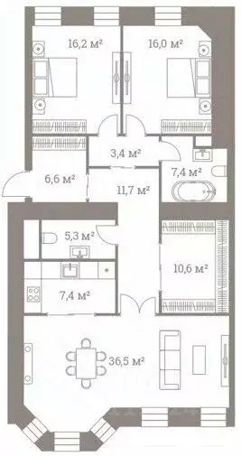 3-к кв. Москва ул. Большая Полянка, 44 (121.1 м) - Фото 2