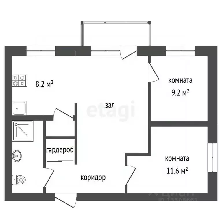 3-к кв. Томская область, Северск ул. 40 лет Октября, 19 (53.6 м) - Фото 2
