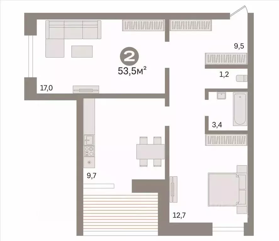 2-к кв. Москва ул. Каховка, 13К9 (53.5 м) - Фото 1