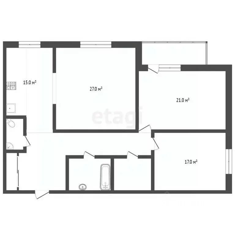 3-к кв. Самарская область, Самара Московское шоссе, 18-й км, 39 (86.7 ... - Фото 0