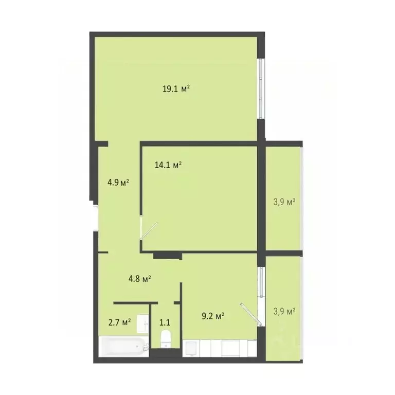 2-к кв. Омская область, Омск Заозерный мкр, ул. Сергея Тюленина, 4 ... - Фото 1