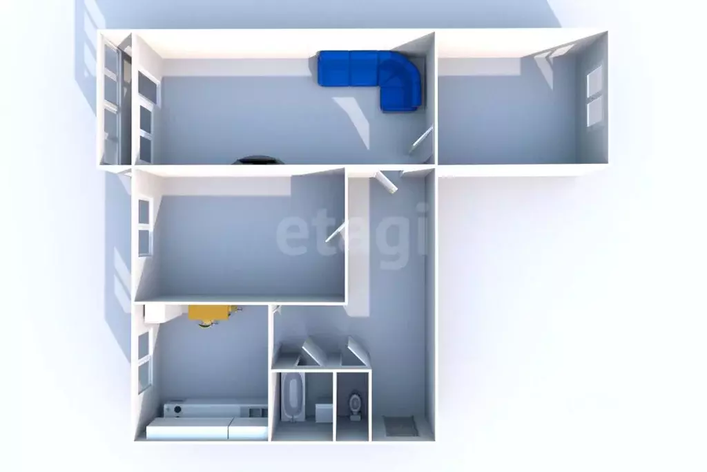 3-к кв. Сахалинская область, Макаров Макаровский район, Ленинградская ... - Фото 1