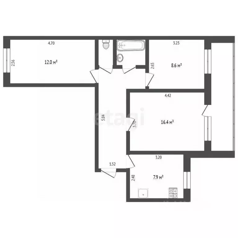 3-к кв. Тюменская область, Тюмень Комбинатская ул., 63 (57.5 м) - Фото 0