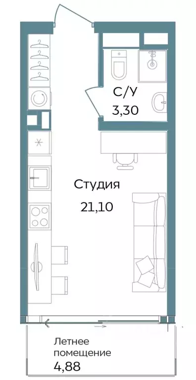 Студия Крым, Саки ул. Морская (29.28 м) - Фото 0