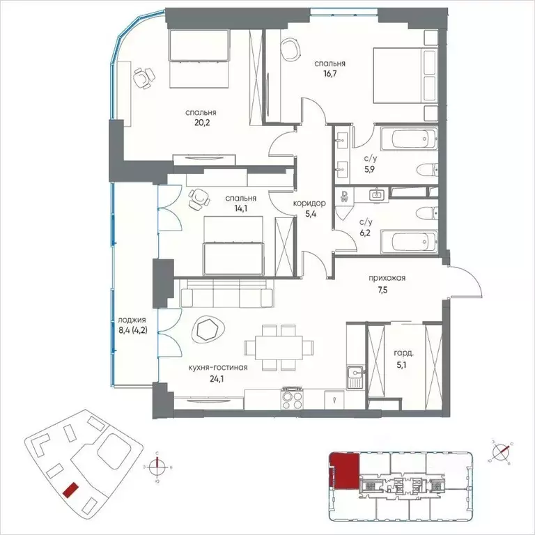 4-к кв. Москва ул. Нижние Мневники, 16к2 (105.4 м) - Фото 2