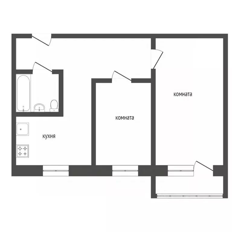 2-к кв. Курганская область, Курган ул. Карла Маркса, 68 (43.3 м) - Фото 1