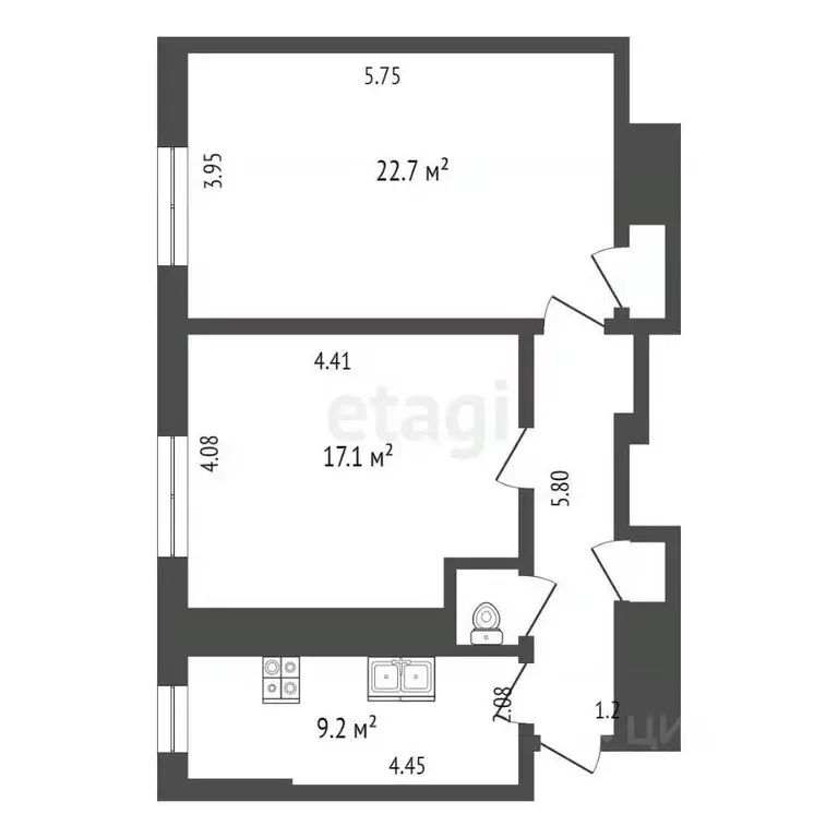 2-к кв. Москва Миллионная ул., 15К3 (58.5 м) - Фото 1