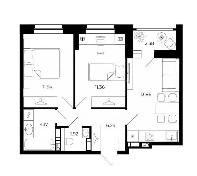 2-комнатная квартира: Липецк, улица Будённого, 4 (49.36 м) - Фото 1