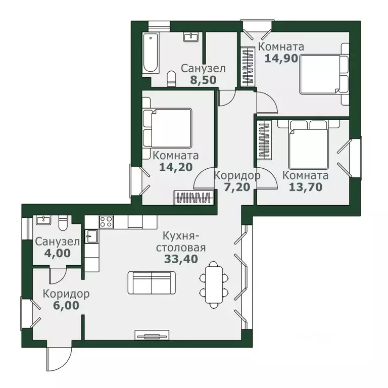 3-к кв. Челябинская область, Челябинский городской округ, пос. ... - Фото 1