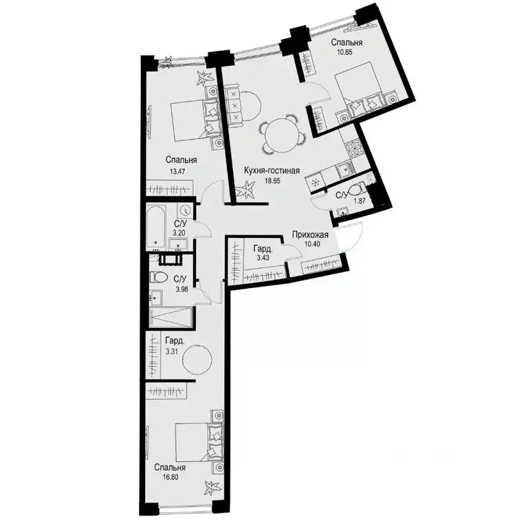 3-к кв. Санкт-Петербург ул. Профессора Попова, 38 (85.76 м) - Фото 0