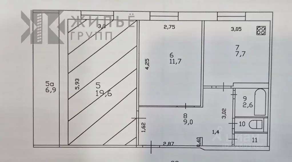 2-к кв. Татарстан, Казань ул. Рихарда Зорге, 35 (59.5 м) - Фото 2