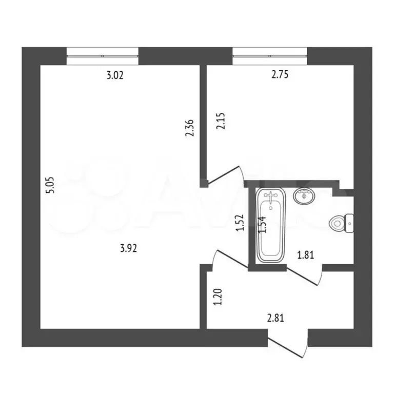 1-к. квартира, 29,5 м, 5/5 эт. - Фото 0
