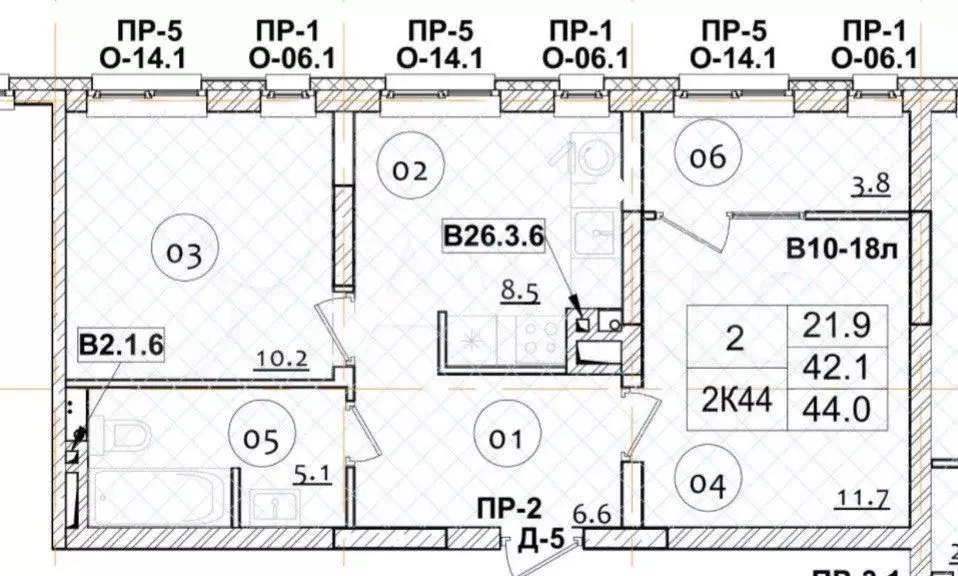 2-к. квартира, 45 м, 3/6 эт. - Фото 0