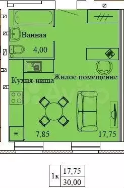 Квартира-студия, 30 м, 2/3 эт. - Фото 0