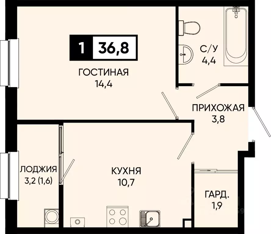 1-к кв. Ставропольский край, Кисловодск городской округ, пос. ... - Фото 0