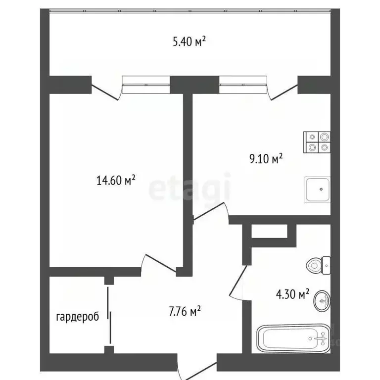 1-к кв. Тюменская область, Тюмень ДОК мкр, ул. Ботаническая, 1 (36.1 ... - Фото 2