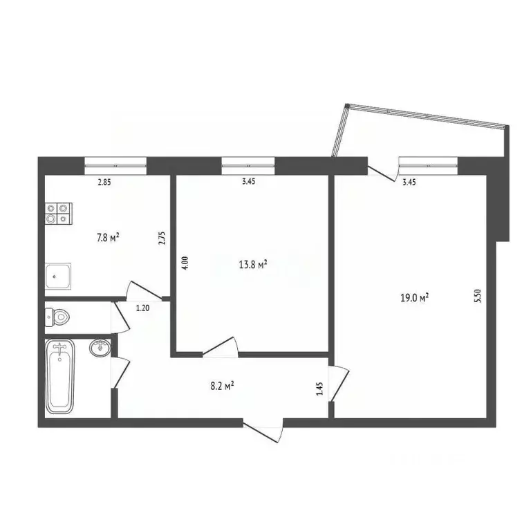 2-к кв. Ростовская область, Аксай ул. Платова, 64 (52.4 м) - Фото 2