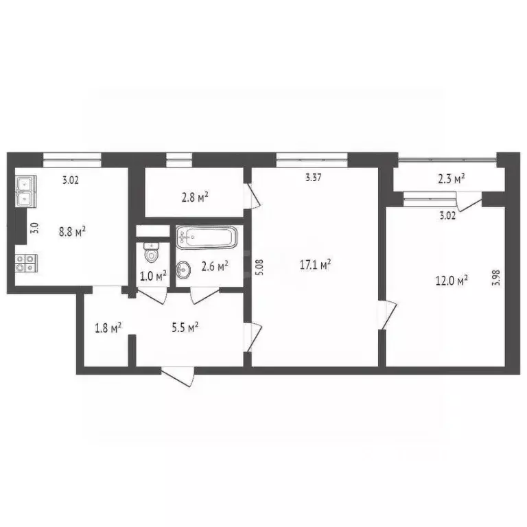 2-к кв. Севастополь просп. Октябрьской Революции, 40/2 (50.6 м) - Фото 1
